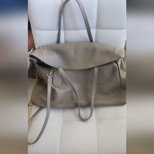 Cuir Rose Chic Gray Leather Tote Bag